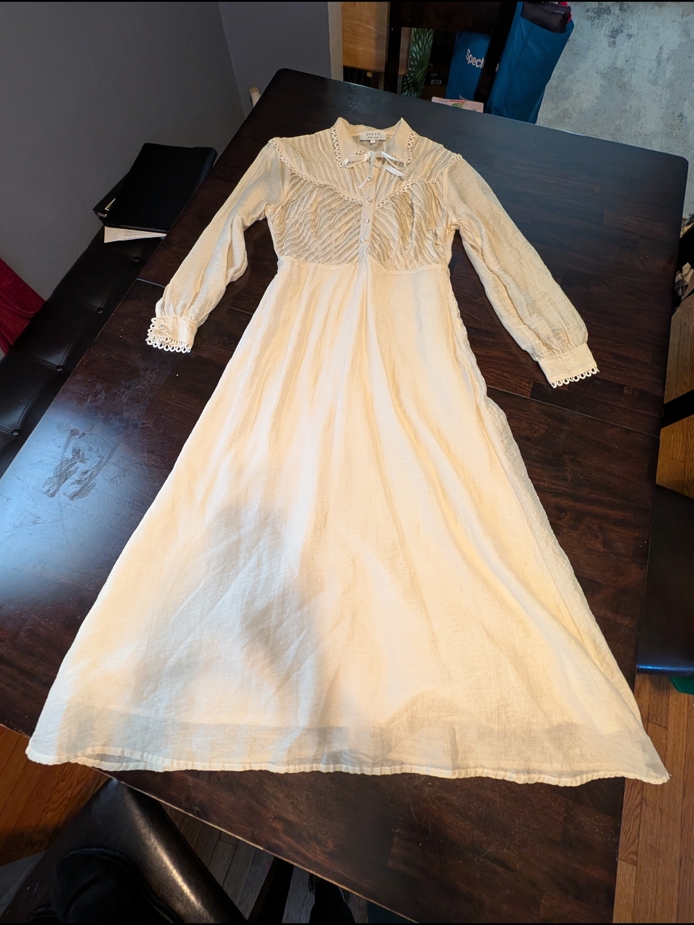 Sister Jane Pony Pleat Long Sleeve Midi Dress, Vintage Cream, Women's M